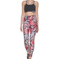 Leggings femininas estampadas DKNY de cintura alta 7/8 rosa tamanho grande