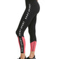 Leggings femininas DKNY de cintura alta com blocos de cores 7/8, rosa, tamanho extragrande