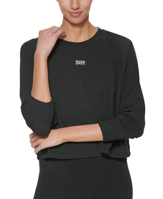 Suéter esportivo leve supermacio feminino DKNY, preto, tamanho grande
