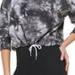 Moletom feminino DKNY de algodão tingido, preto, tamanho grande