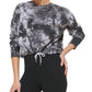 Moletom feminino DKNY de algodão tingido, preto, tamanho grande