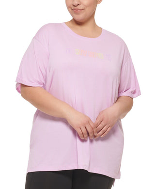 Camiseta feminina DKNY Ombre Logo Lilás Tamanho Grande