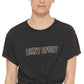 Camiseta feminina DKNY Ombre Logo, preta, tamanho X-S
