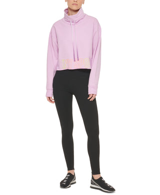 DKNY Women's Ombre Logo Funnel Neck Pullover Purple Size Large