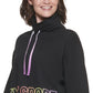 Suéter DKNY Sport Ombre Logo Feminino Gola Funil Preto Tamanho Médio