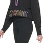Suéter DKNY Sport Ombre Logo Feminino Gola Funil Preto Tamanho Médio