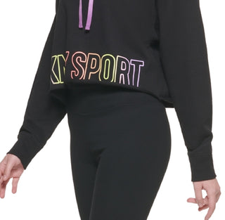 Suéter DKNY Sport Ombre Logo Feminino Gola Funil Preto Tamanho Médio