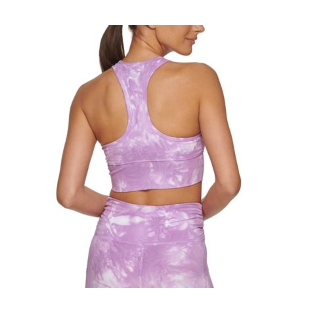 Sutiã esportivo de baixo impacto tie-dye feminino DKNY Sport, roxo, tamanho pequeno