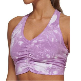 Sutiã esportivo de baixo impacto tie-dye feminino DKNY Sport, roxo, tamanho pequeno