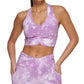 Sutiã esportivo de baixo impacto tie-dye feminino DKNY Sport, roxo, tamanho pequeno