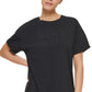 Camiseta feminina DKNY com logotipo de algodão, preta, tamanho médio