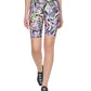Shorts de ciclismo feminino estampado DKNY de cintura alta tamanho 9, rosa, tamanho médio