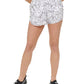 Shorts estampados franzidos femininos DKNY, tamanho médio, branco