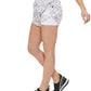 Shorts estampados franzidos femininos DKNY, tamanho médio, branco