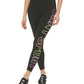 Leggings femininas DKNY com logo Ombre Explodido 7/8, pretas, tamanho médio