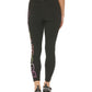 Leggings femininas DKNY com logo Ombre Explodido 7/8, pretas, tamanho médio