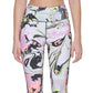 Leggings femininas estampadas DKNY de cintura alta 7/8 rosa tamanho GG