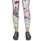 Leggings femininas estampadas DKNY de cintura alta 7/8 rosa tamanho GG