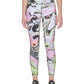 Leggings femininas estampadas DKNY de cintura alta 7/8 rosa tamanho GG