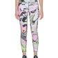Leggings femininas estampadas DKNY de cintura alta 7/8 rosa tamanho médio