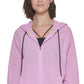 Moletom com capuz feminino DKNY Sprint Mesh Relaxed Full Zip Roxo Tamanho Médio