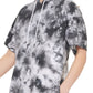 Vestido feminino DKNY Tie Dye com manga curta e babados, preto, tamanho X-G