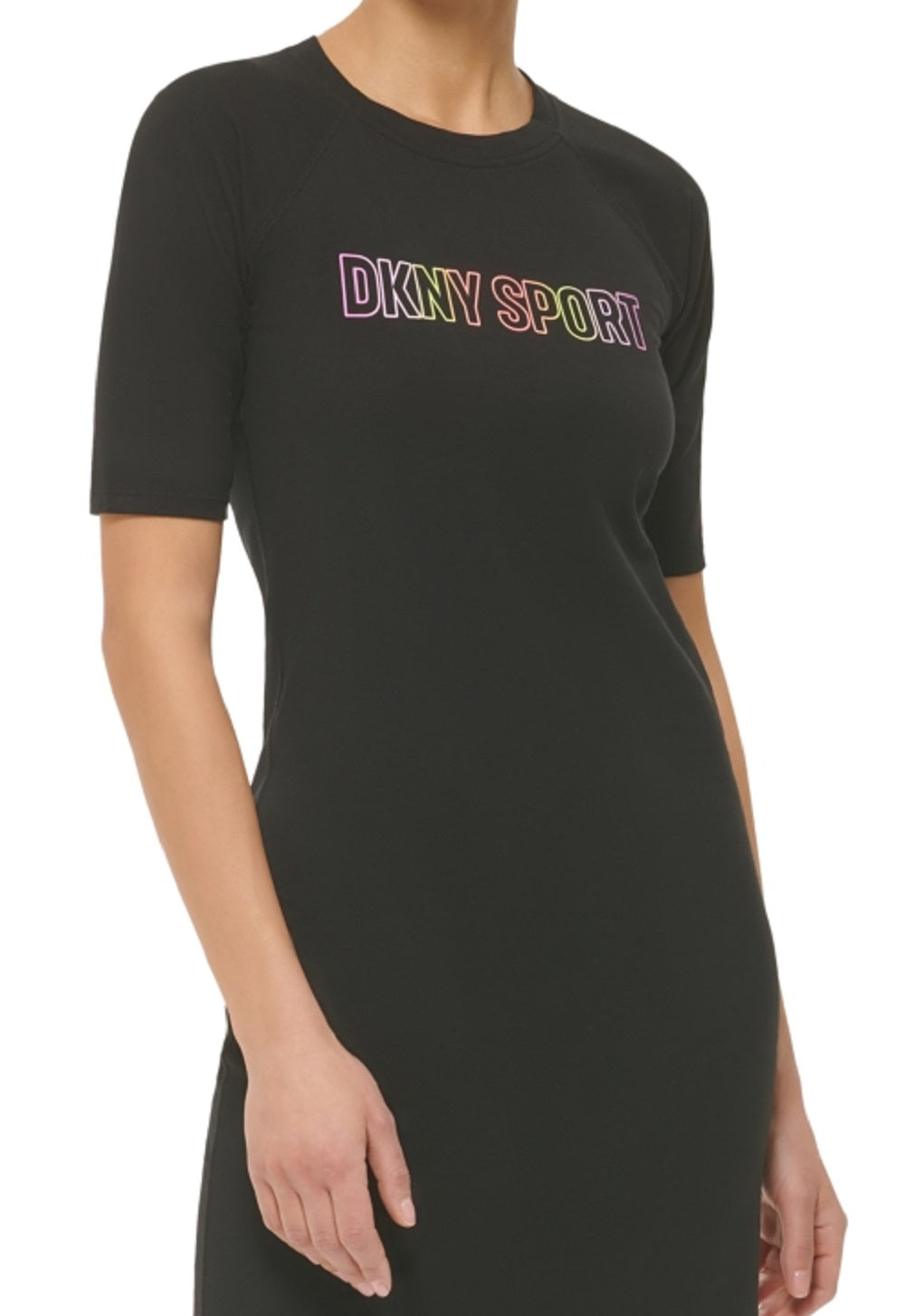 Vestido feminino DKNY Ombre Logo, preto, tamanho extragrande