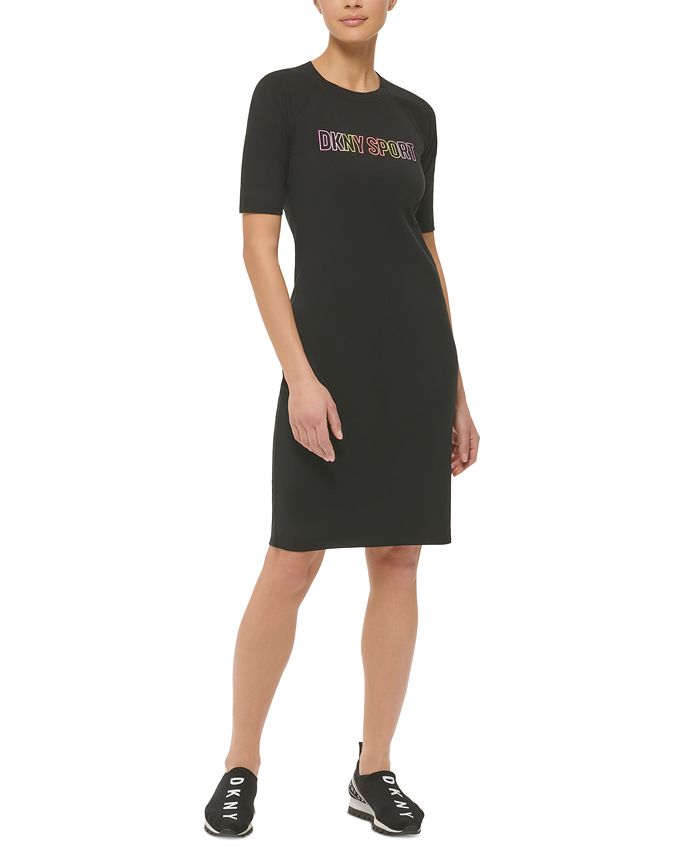 Vestido feminino DKNY Oommbre Logo, preto, tamanho grande