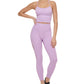 Leggings femininas sem costura de cintura alta com comprimento 7/8, roxas, tamanho pequeno