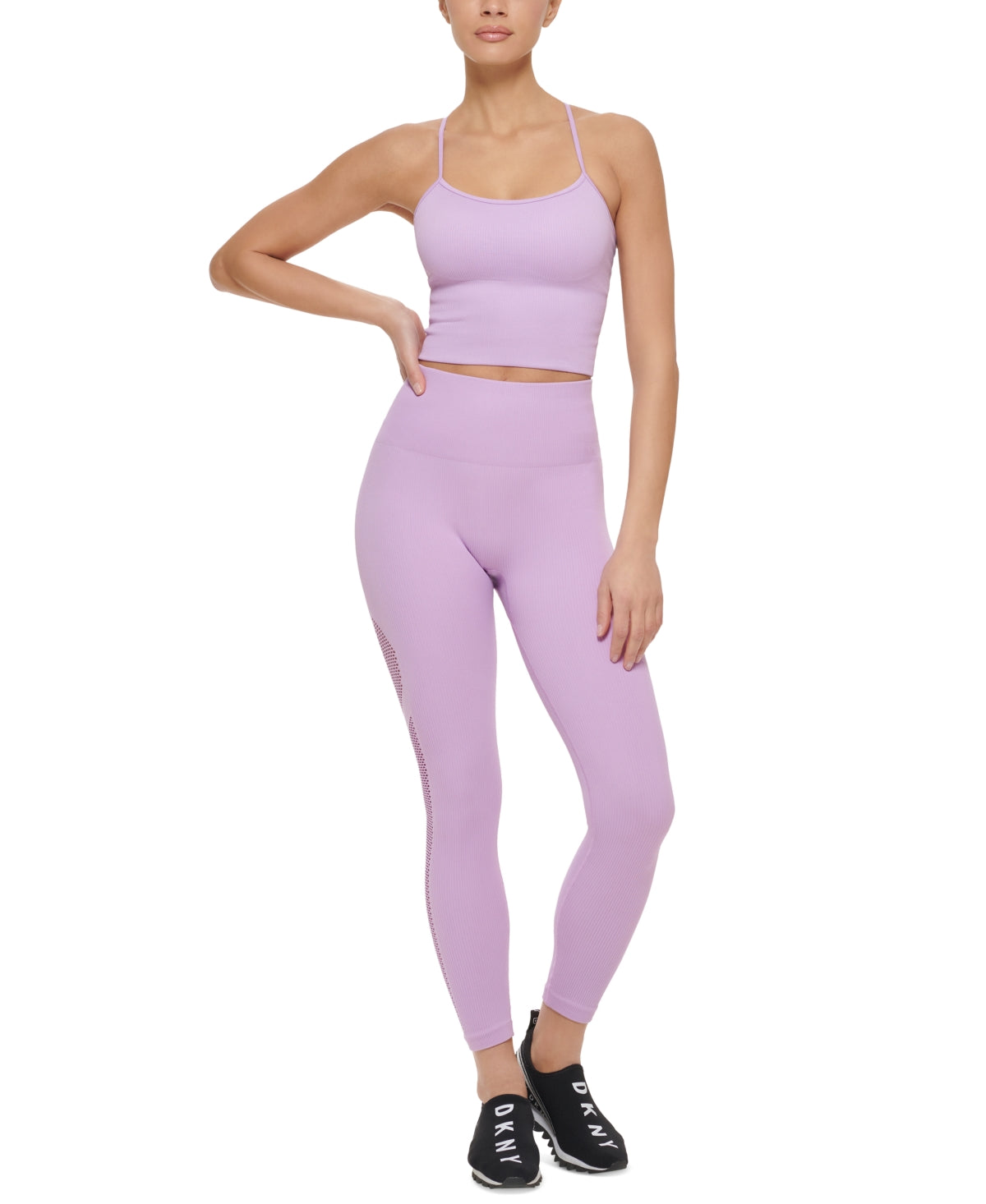 Leggings femininas sem costura de cintura alta com comprimento 7/8, roxas, tamanho pequeno