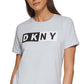 Camiseta feminina DKNY Sport Logo Azul Tamanho Médio
