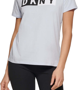 Camiseta feminina DKNY Sport Logo Azul Tamanho Médio