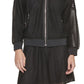 Jaqueta bomber feminina listrada de malha DKNY, preta, tamanho extragrande