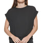 Blusa feminina DKNY com manga dolman, preta, tamanho pequeno