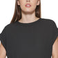 Blusa feminina DKNY com manga dolman, preta, tamanho pequeno