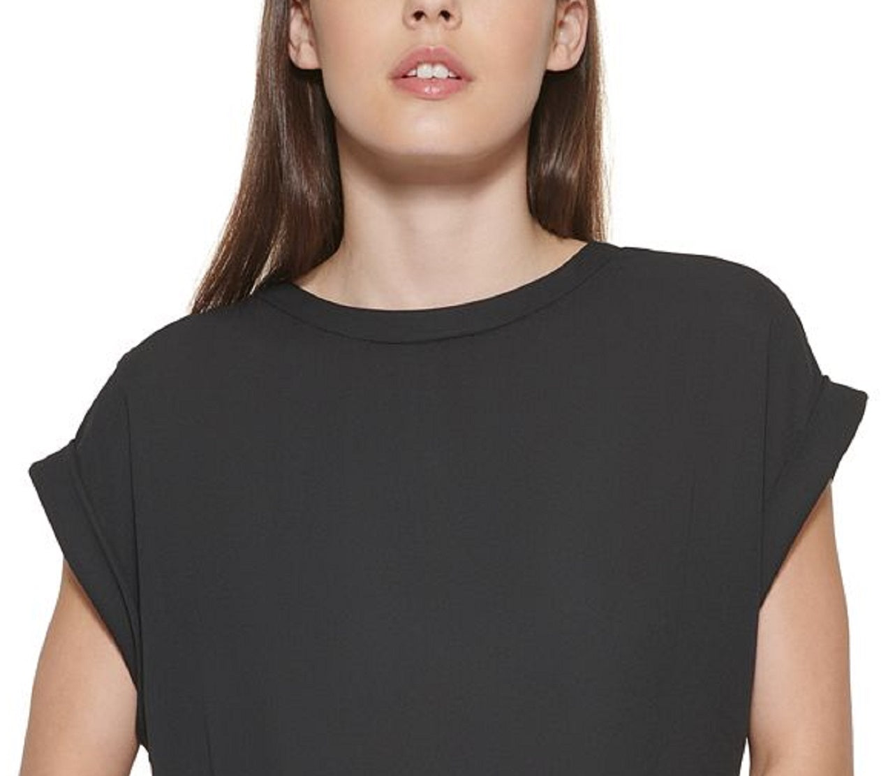 Blusa feminina DKNY com manga dolman, preta, tamanho pequeno