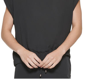 Blusa feminina DKNY com manga dolman, preta, tamanho pequeno