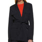 Blazer utilitário feminino DKNY com cinto, azul, tamanho extragrande