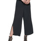 Calça feminina DKNY com bainha dividida e perna larga, preta