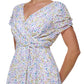 Vestido midi DKNY feminino com mangas esvoaçantes e envoltório falso, branco, tamanho 14