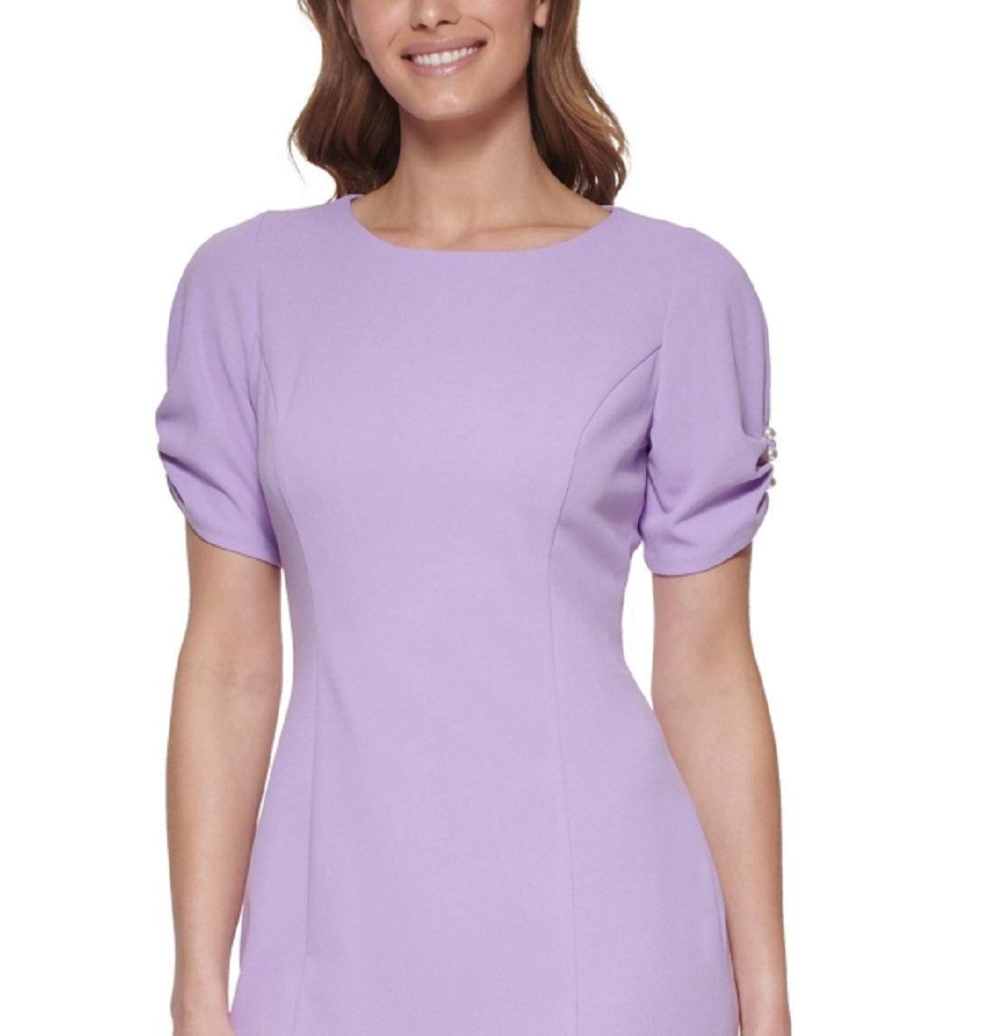 Vestido tubinho com manga bufante DKNY feminino, roxo, tamanho 2
