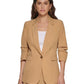 Blazer feminino DKNY com um botão e manga franzida, marrom, tamanho 8