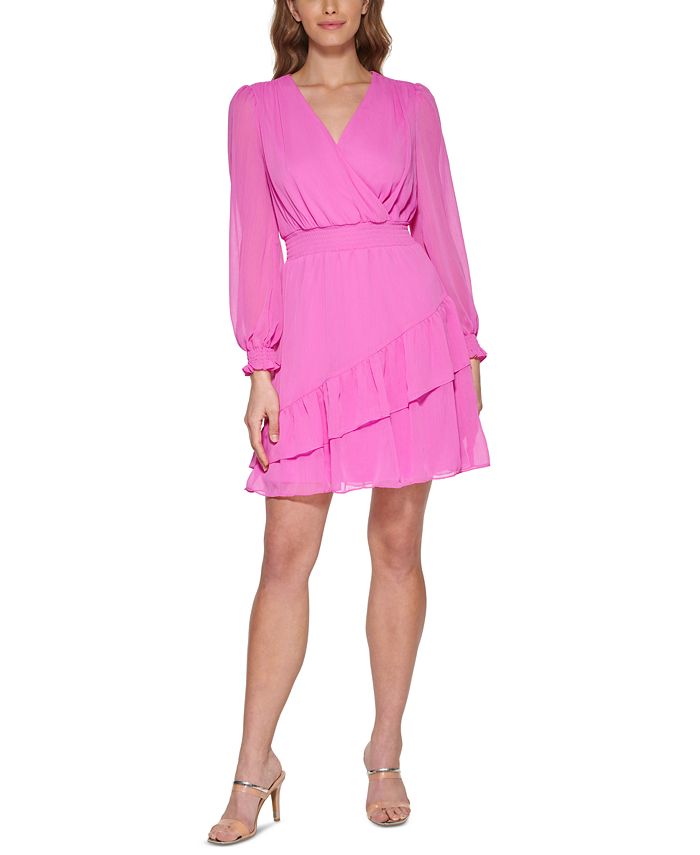 Vestido feminino Dkny com cintura franzida rosa tamanho 8