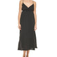 DKNY Women's V Neck Front Tie Maxi Dress Cover Up Swimsuit Black Size Medium