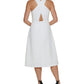Vestido midi feminino DKNY com costas cruzadas, branco, tamanho 2