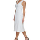 Vestido midi feminino DKNY com costas cruzadas, branco, tamanho 2