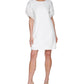 Vestido feminino DKNY com acabamento em chiffon, branco, tamanho 8