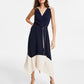 Vestido envelope falso com blocos de cores DKNY feminino, azul, tamanho 12