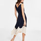 Vestido envelope falso com blocos de cores DKNY feminino, azul, tamanho 12