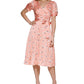 Vestido midi DKNY feminino estampado em cetim sintético, rosa, tamanho 12